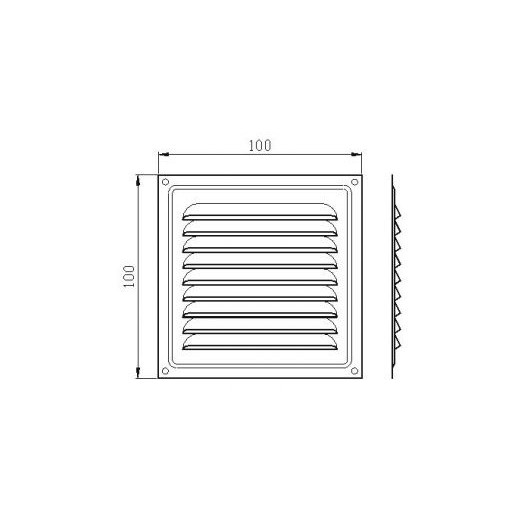 Решетка вентиляционная 100*100 белая металл (30 шт/упак.) 87120
