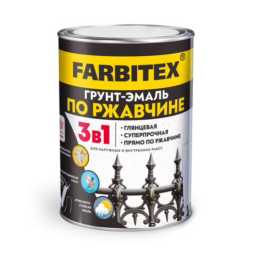 Фарбен Грунт-эмаль по ржавчине 3в1 красный 1,8кг FARBITEX 13981